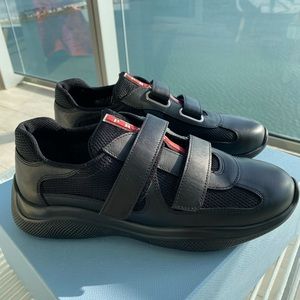 Prada size 38 touch strap Velcro leather sneaker